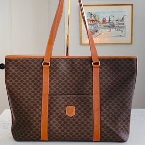 Celine Macadam Tote Bag Shoulder Bag Handbag Vintage EXCELLENT CONDITION